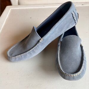 LAUREN RALPH LAUREN Blue Suede Slip-On Loafters